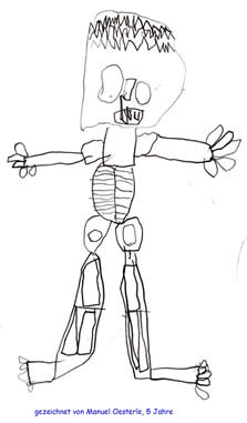 Skelett wurd von Manuel Osterle (5 Jahre) gezeichnet
